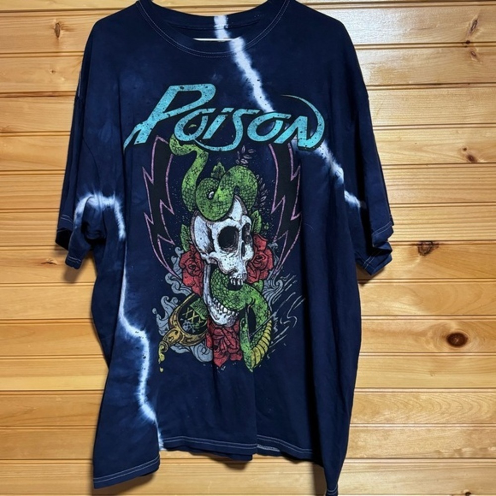 Poison Skull and Snake Blue Tee Size 2XL